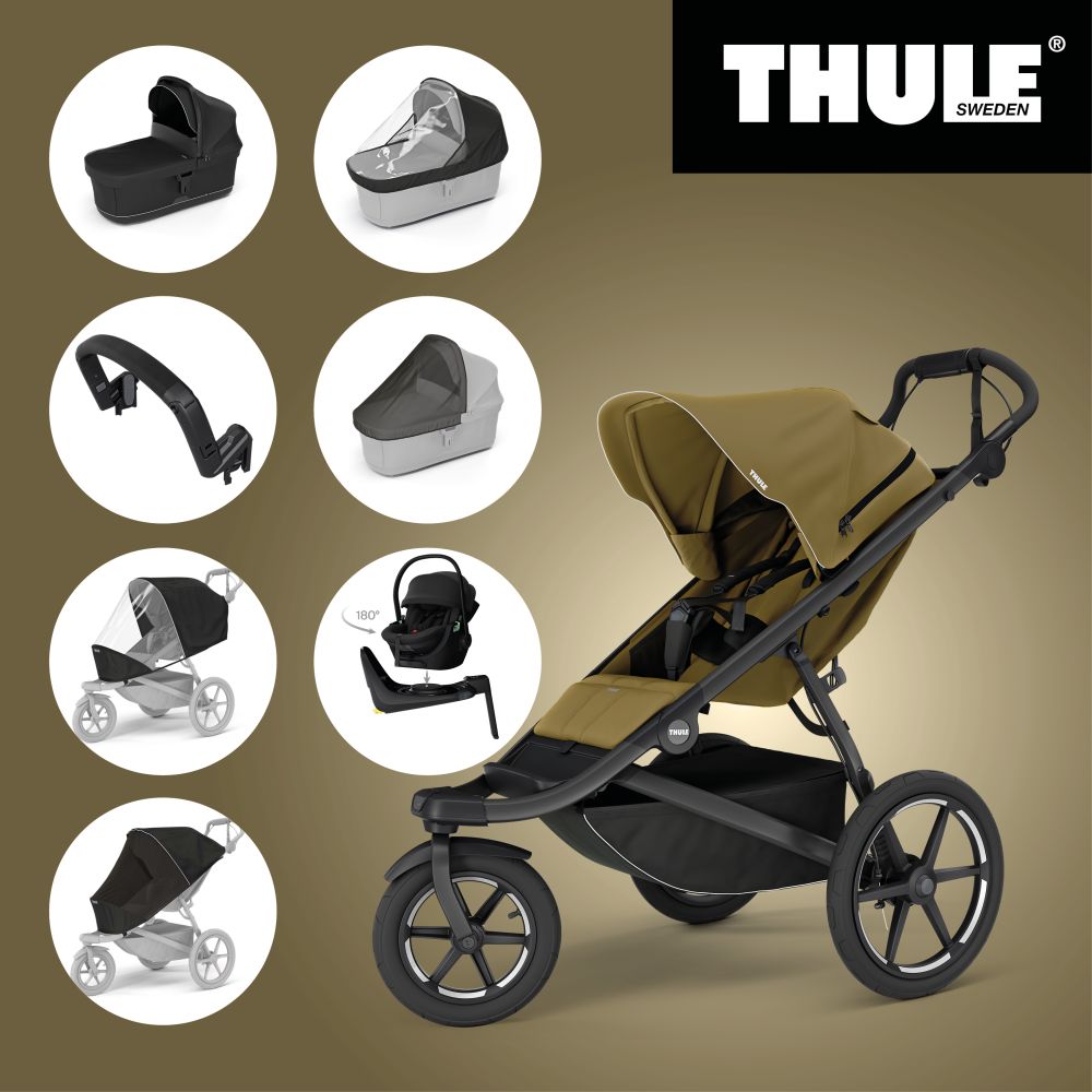 THULE URBAN GLIDE 3 NUTRIA GREEN SINGLE 2024+Korba+Madlo+Plášť+Moskyt+Maple +ISO Thule Urban glide & glide