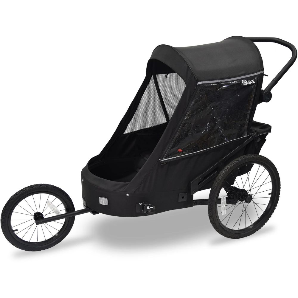WIKE PREMIUM Double Suspension - Black odpružený vozík za kolo 3v1 s bočním větráním - 1