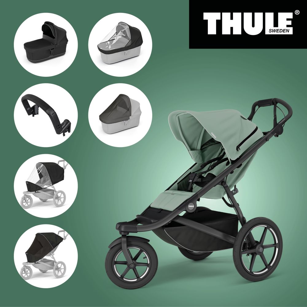 THULE URBAN GLIDE 3 MIST GREEN SINGLE 2025 MB+ Korba + Madlo + Pláštěnky + Moskytiery Thule Urban glide & glide
