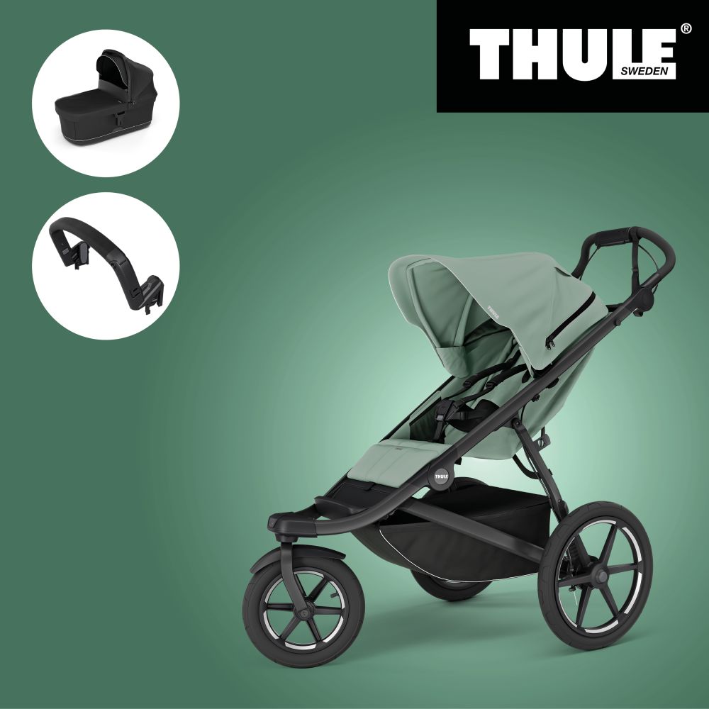Akční set THULE URBAN GLIDE 3 MIST GREEN SINGLE Magnetic Buckle + Korbička + Madlo - 1