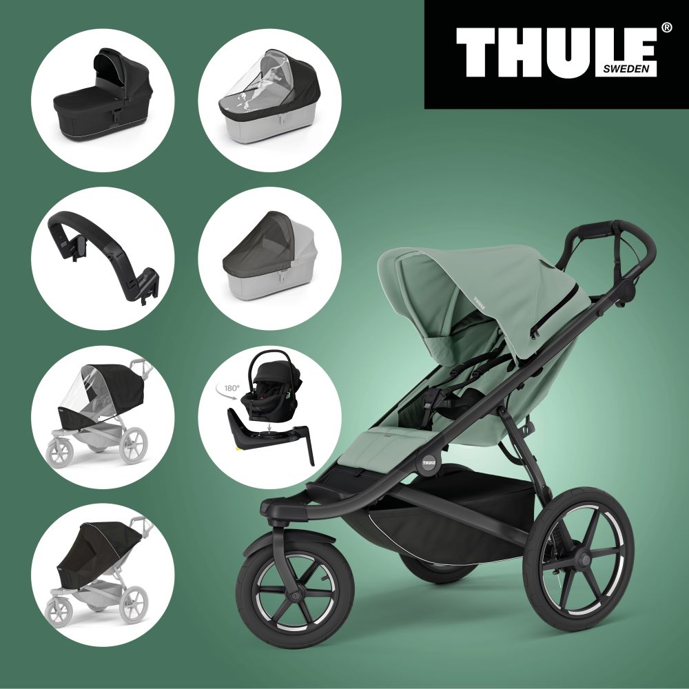 THULE URBAN GLIDE 3 MIST GREEN SINGLE 2025 MB+Korba+Madlo+Plášť+Moskyt+Maple +ISO Thule Urban glide & glide