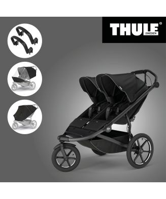THULE URBAN GLIDE 3 BLACK DOUBLE 2025 Magnetic Buckle + 2x Madlo + Pláštěnka + Moskytiera Thule Urban glide & glide