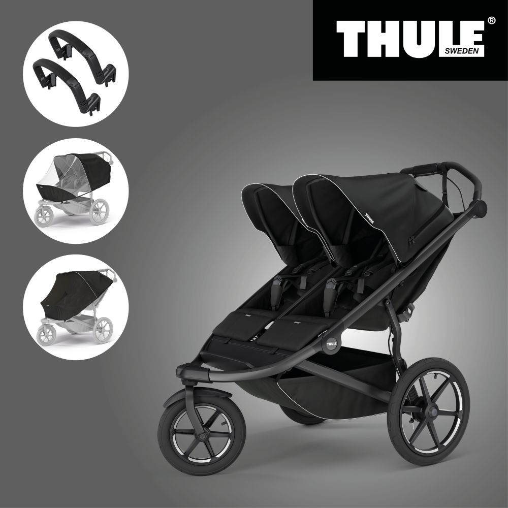 THULE URBAN GLIDE 3 BLACK DOUBLE 2025 Magnetic Buckle + 2x Madlo + Pláštěnka + Moskytiera Thule Urban glide & glide